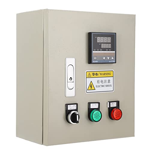 Relé de Temperatura, 220 VAC 18A Caja de Control de Temperatura Horno de Capa de Polvo con Controlador de Temperatura Inteligente, 1 Termopar y 2 Controlador de Temperatura Manual de Instrucciones