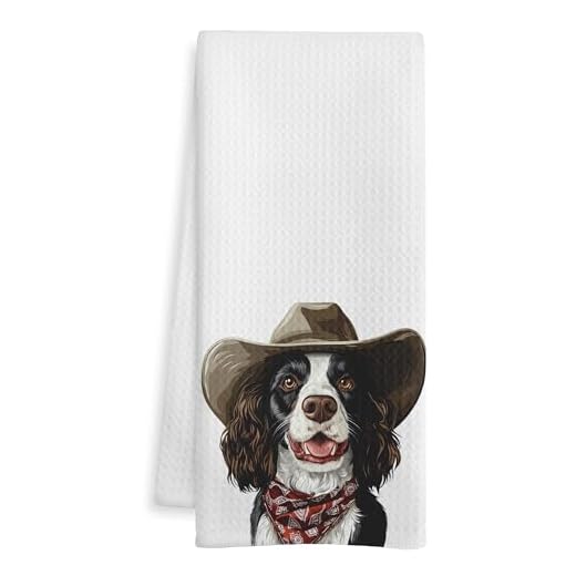 WOTYPU English Springer Spaniel Gifts Kitchen Towels, English Springer Spaniel Gifts for Women Dish Tea Towel for Kitchen Decor, Dog Gifts Hand Towels for Bathroom Decor, 16X24 Inch