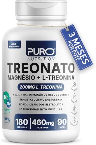 Treonato Puro Nutrition Magnésio + L-Treonina, Alto Teor de Magné...