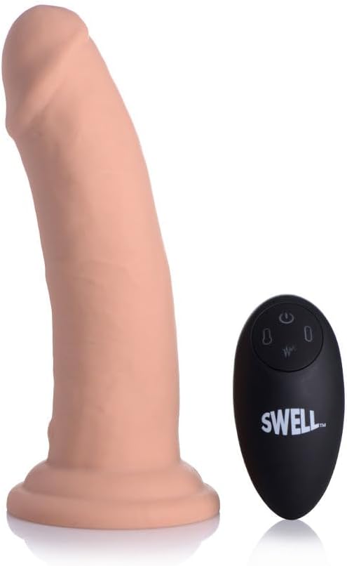 7X Inflatable and Vibrating Remote Control Silicone Dildo - 7 Inch