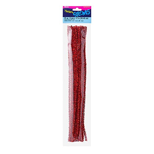 Darice Tinsel Stems 6mm Red 25 Pieces (12-Pack) 10424-30