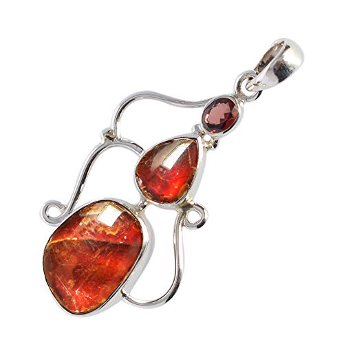 Pendentif ammonite rouge argent sterling 925 RI-3848