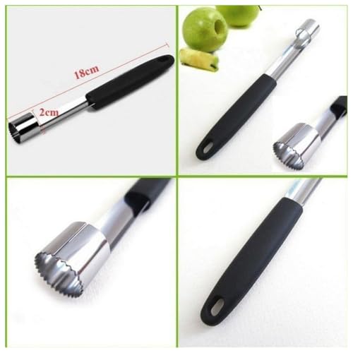 Miniatura 2 de Ghpkotw Descorazonador De Manzanas De Acero Inoxidable De 1 Pieza Con Mango Antideslizante Para Descorazonar Fácilmente, Ahorra Tiempo Y Esfuerzo, Colgable, Negro