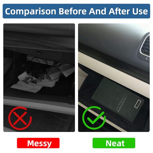 Image of Car Registration and Insurance Holder Glove Box Folder-Premium PU Leather Car Document Wallet Driver's License, Cards and Other Essentials (Green)