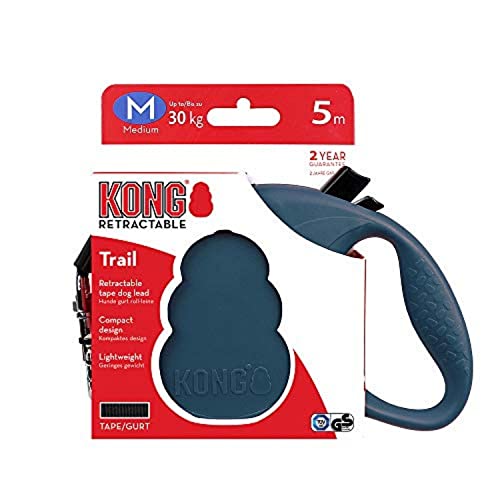 KONG ausrollbare Hundeleine 'Trail' I hochwertige Rollleine mit Break & Lock System I lange Leine für Hunde I hochwertige Hundeleinen in verschiedenen Farben I Blau I Länge: 5 m I Gr. M