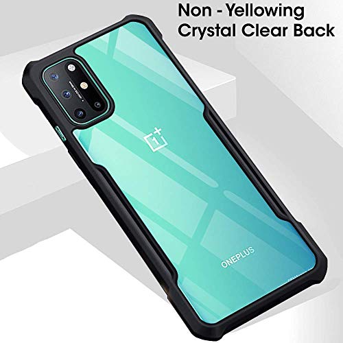Image of WOW IMAGINE Shock Proof Clear Back Case Mobile Cover for 1+ OnePlus 8T (Hard | Hybrid PC + TPU | Full Armour Device & Camera Protection | Black)