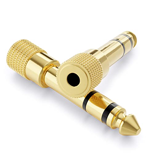 deleyCON Adaptador de Jack [2 Piezas] 6,35mm a 3,5mm - Audio Estéreo Acoplamiento Adaptador de...