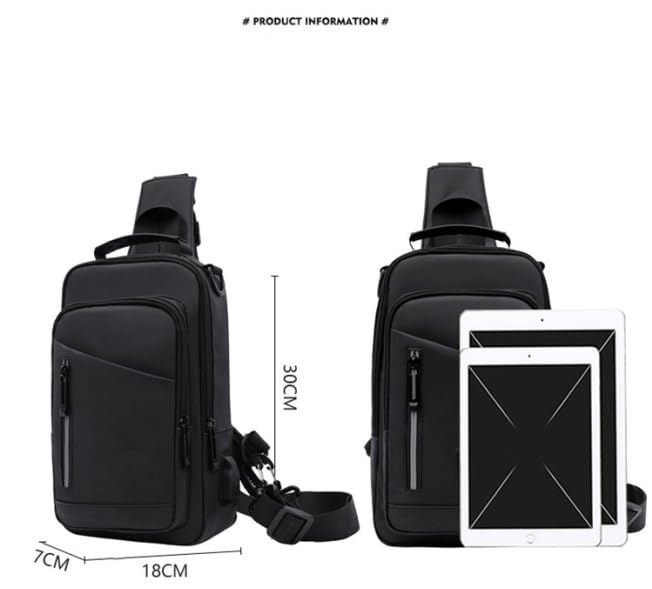 Image of Handcuffs Waterproof Polyester Slim Unisex Crossbody Sling Bag Chest Backpack Men's Shoulder Bag Leisure Travel Handbag Hard Shell Anti-Theft Chest Bag (Grey)