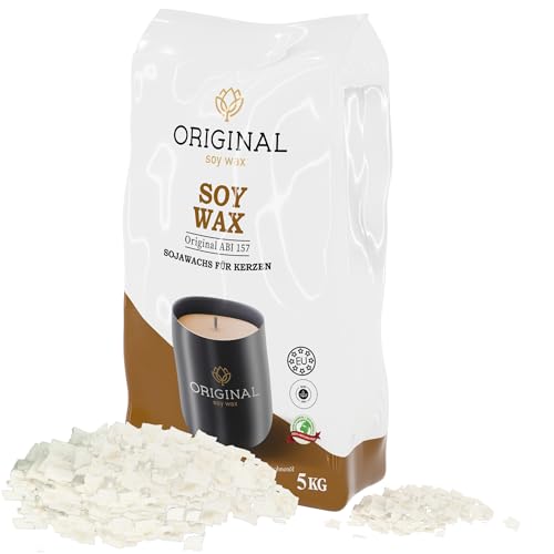 ORIGINALWAX 5kg Kerzenwachs zum Gießen Sojawachs für Kerzen Selber Machen Wachs Weiß/Ecru Wachsplatten Candle Making Vegan Schmelztemperatur von 42-47°C Soy Wax