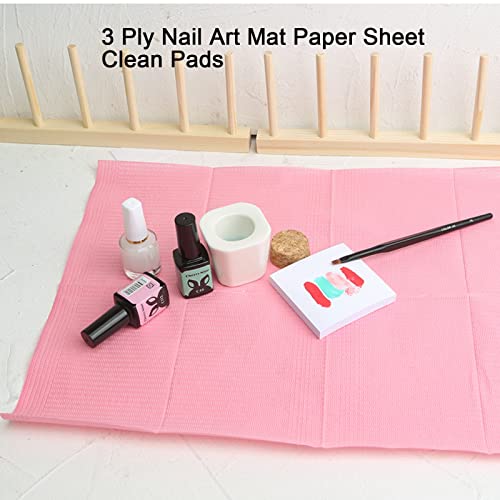 LXIANGN 125PCS Disposable Nail Art Table Towels Mat 13\" X 17\" Waterproof 3 Ply Nail Art Mat Paper Sheet Clean Pads Tattooing Table Mat Nail Table Cover Tattoo Supplies (White)