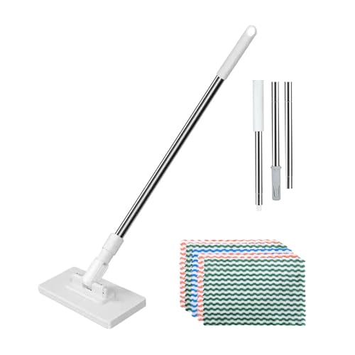 Snap Grip Mini Mop with 10pcs Cleaning Cloth - 360°Spin No Wash Mop for Wet/Dry Use - Hands-Free MiniMops for Tile, Floor and Wall