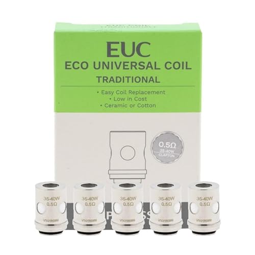 Bobinas EUC (Traditonal) tradicionales VAPORESSO - 0.5 Ohms - Paquete de 5 - Se adapta a Tarot Nano, Tarot Mini, Estoc, Veco, Drizzle, Attitude - Este producto no contiene nicotina ni Tabaco