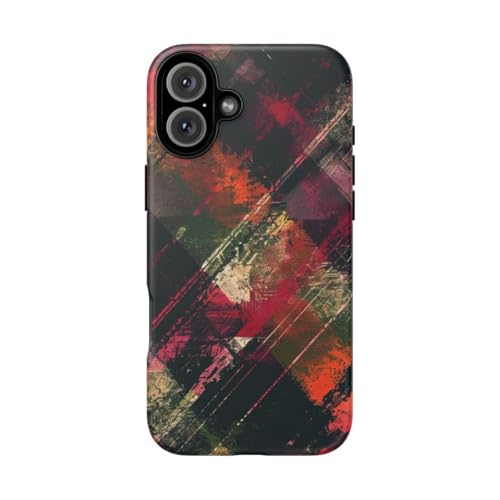 Coque iPhone 16 Plus bordeaux rigide mate avec motif grunge abstrait