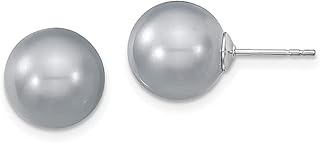 Majestik Prata Esterlina 925 11 mm Cinza Imitação de Concha do Mar Sereia Náutica Jóias Pérolas Brincos de Pérolas Redondas Jóias Finas para Mulheres Presentes Para Ela, Pérola, Pérola