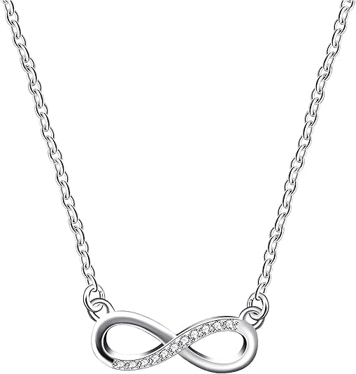 NALACALPlatinum Plated Jewelry, Cubic Zirconia Pendant Love Forever Necklace Swarovski Crystal Jewelry Fashion Jewelry Set 925 Sterling Silver Earrings Silver Pendant for Women Teen Girls