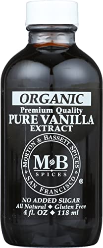 Morton & Bassett Organic Pure Vanilla Extract, Sugar Free, All Natural, 4 Ounces (Pack Of 3)