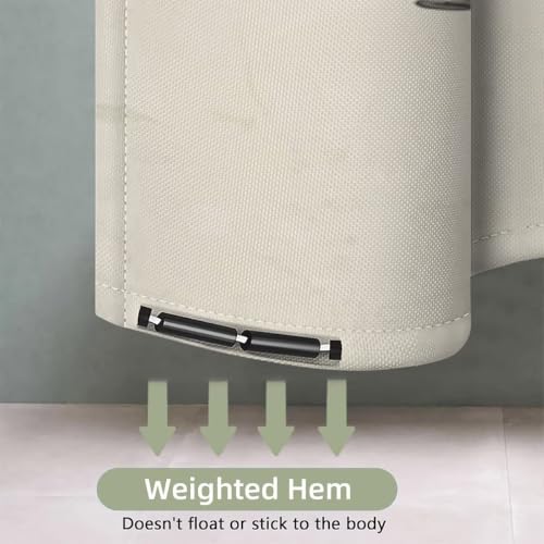 Rideau douche 180x200 cm imperméable en polyester avec ourlet lesté beige - 5
