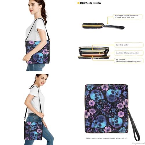 Image of Bucket Crossbody Bag Set for Women Lady, Leather Purse and Wallet Set Large Bucket Bag with Wallet