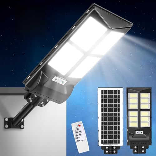 Lightasea 600W Solar Straßenlaterne, 60000LM 6500K Solar Wegeleuchte mit Bewegungsmelder, IP65 Wasserdichte Solarlampen für Außen mit...