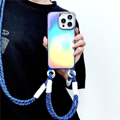 Housse antichoc iPhone 13 Pro Max avec cordon anti-chute dégradé laser
