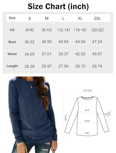 Long Sleeve Shirts for Women Casual Crew Neck Basic Fall Tops Loose Fit Comfy2