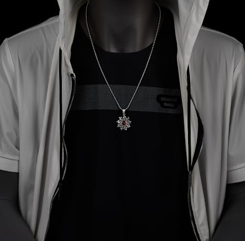 Collier homme acier inoxydable œil de démon rouge pendentif étoile gothique - 2