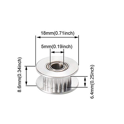 Poleas GT2 de 20 dientes y 5mm para correa dentada de aluminio en proyectos CNC e impresora 3D 3