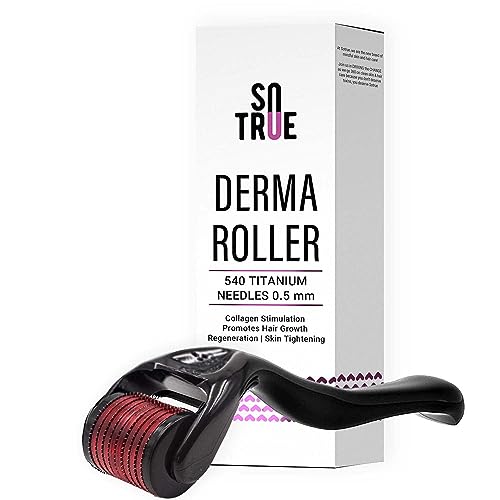 Sotrue Derma Roller For Hair Growth 0.5 mm with 540 Titanium Needles | Repairs Damaged Hair Activates Hair Follicles | For Hair Fall & Hair Thickening | Reduces Acne Scars | Safe & Effective To Use