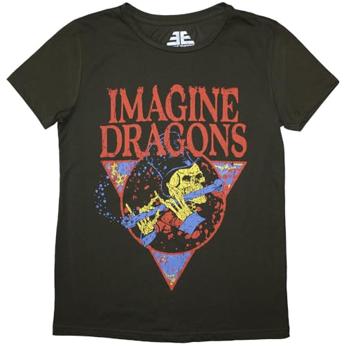 Image of Rock Off officially licensed products Imagine Dragons Skeleton Flute Women's T Shirt, Green, S