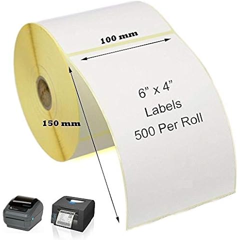 Trendwearz 100 x 150mm 6 x 4 White Direct Thermal Labels - Zebra GK420D, GX420D, GK420T Toshiba Citizen 4 x 6 (2 Rolls (1,000 Labels)) Cover