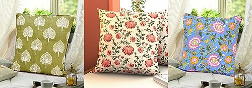 Image of COZY FURNISH Quilted Cotton Cushion Covers Set of 6 Printed Cushion Covers (24 inch Inch x 24 inch inch) Multicolor (Grey)