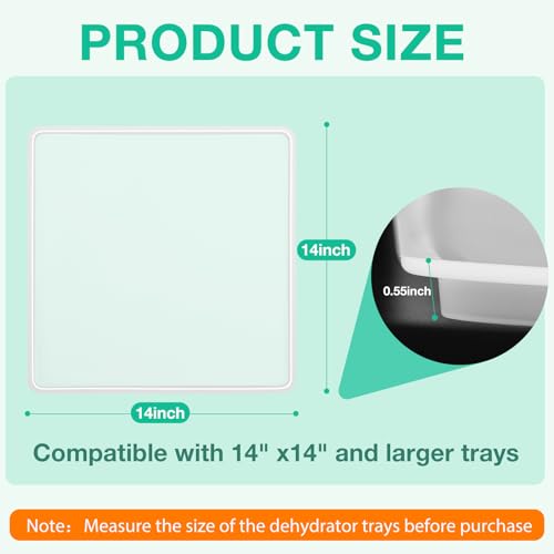 FAAYUCK 6Pcs Silicone Dehydrator Sheets (14x14 inch), Non-Stick Dehydrator Tray Liner with Edge for Food Freeze Dryer, Reusable Dryer Mats for Fruits, Vegetables, Meat, Yogurt - Thumbnail 2