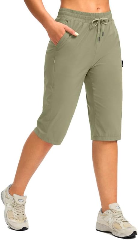 G Gradual Women's 15'' Long Shorts Below The Knee Hiking Cargo Capris Stretch Quick Dry Bermuda Shorts for Women with Pockets