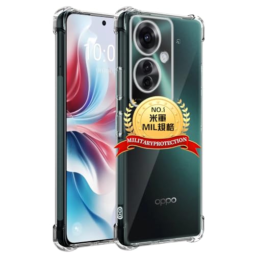 Fierymoto OPPO Reno11 A ケース クリア Reno11 A 用 カバー 透明 MIL規格 耐衝撃 黄変防止 OPPOReno11 A 用 ケース 手帳型 ワイヤレス充電対応 SGS認証 透明 ケース スレ傷防止 四隅滑り止 散熱加工