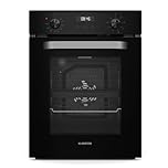 Klarstein SmartSlim Built-in Oven - 49L Electric Oven with Digital Timer, 9 Functions, Steam-Cleaning, Removable Glass Door, Black Tempered Glass, Energy Class A, Integrated Design
