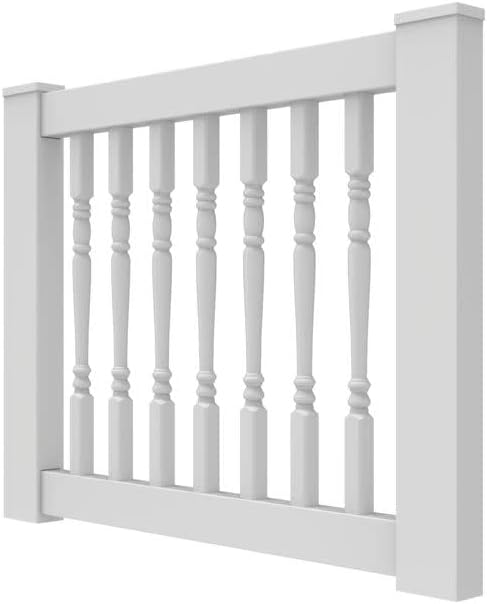36” Vinyl T-Rail Gate Kit with Turned Balusters, White