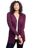 Roamans Women's Plus Size Fine Gauge Drop Needle Cardigan Sweater - 12, Dark Berry Black