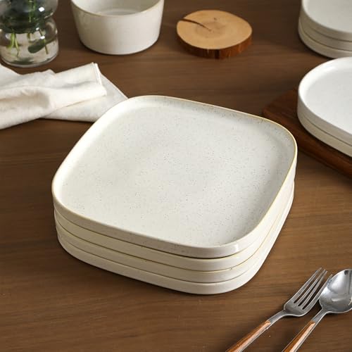 Image of Stone Lain Cairo 24-Piece Dinnerware Set Stoneware, Plates and Bowls Set, Microwave and Dishwasher Safe, Includes Dinner and Salad Plates, Cereal Bowls, Dish for 8, White Speckled