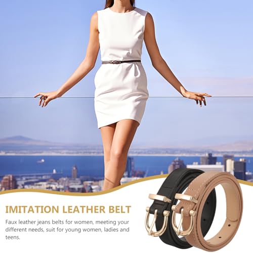 TENDYCOCO 2 peças cinto de moda feminina jeans cinto decorativo fino roupas combinando cinto para mu