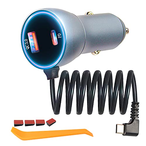 MEIRIYFA Câble de charge USB C pour voiture - 3 ports rapides de type C - Adaptateur de charge 20 W PD&QC3.0 5 V 3 A - Chargeur de voiture super rapide - 3,5 m