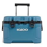 Igloo Trailmate 52Qt Wheeled Cooler, Insulated Hard Shell Ice Chest, Modern Blue