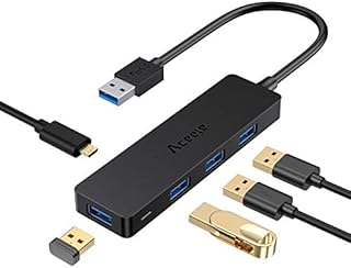 Aceele USB 3.0 Hub, 4*USB 3.0 Ports & 1*Micro USB Powered Port, Ultra Slim Data Hub For MacBook Pro/Air, iMac, Mac Pro/mini, Surface Pro, Dell XPS, Laptop, USB Flash Drives, Mobile HDD, PS5, and More
