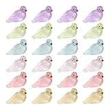 KOOBOOK 24Pcs Mini Glow in The Dark Birds Funny Tiny Resin Animal Figurines for Cupcake Toppers Fairy Gardens & Desk Decor Create a Magical Atmosphere with These Cute Miniature Pigeon