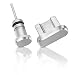 Produktbild innoGadgets Staubschutz Stöpsel Smartphone | Staubstecker, Schutz kompatibel mit Android Micro-USB Anschluss - Samsung Galaxy u.v.m. | Aluminium Staubstöpsel + GRATIS Silikon-Clip | Silber