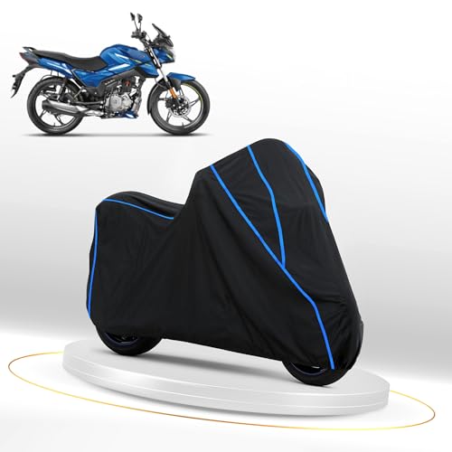 Image of Waterproof Bike Cover for Hero Glamour X 125 | Heavy Duty Polyester | All-Weather, Dustproof, UV Protection | Triple Stitched Elastic Hem, Snug Fit Black