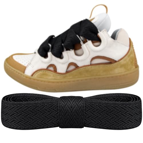 Endoto Fat Shoelaces for Lanvin Curb Thick Jumbo Flat Shoe Laces Replacement Sneaker Shoes Stings(Color:Black,Size:65Inch)