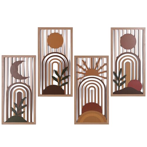 Boho Wall Art Set of 4, Terracotta Wall Decor &