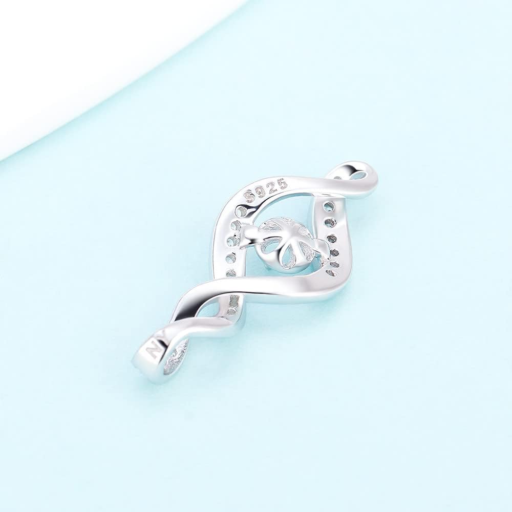 CZ Twisted Bail Pendants for Pearl Jewelry Making Sterling Silver, Design Pendant Fitting for Fashion Jewelry - Image 3