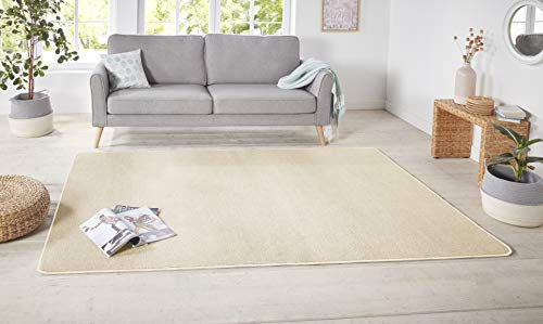 Hanse Home Nasty Teppich – Wohnzimmerteppich Flauschiger Kurzflor Einfarbig Unifarben für Esszimmer, Wohnzimmer, Kinderzimmer, Flur, Schlafzimmer, Küche – Uni Creme, 160x240cm