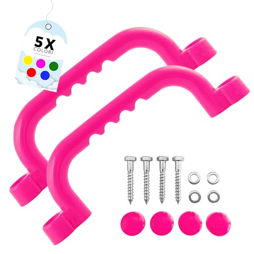 GO!elements Maniglia di Sicurezza per Parco Giochi | Maniglie per Telaio per Arrampicata per Bambini | Accessori per casetta da Gioco | in Coppia (2 Pezzi), Colore: Rosa